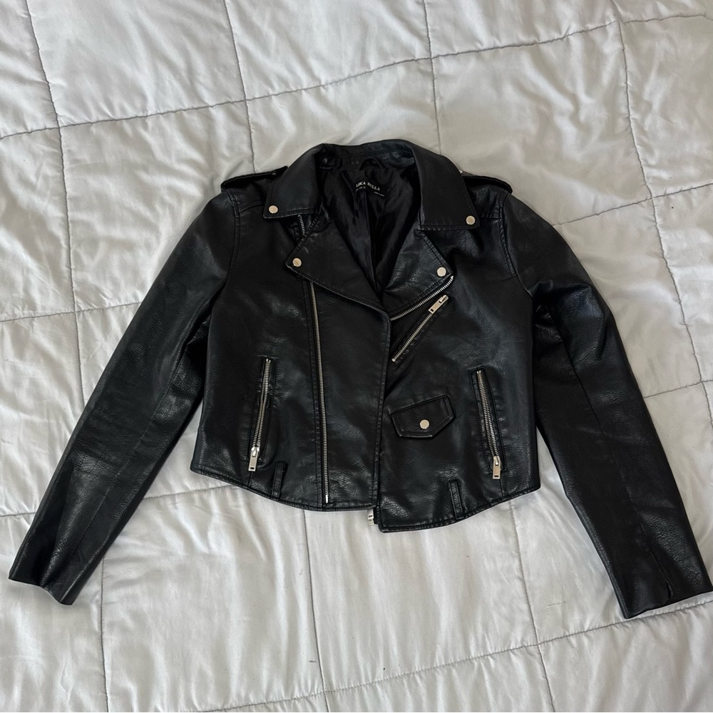 Classic Black Faux Leather Moto Jacket